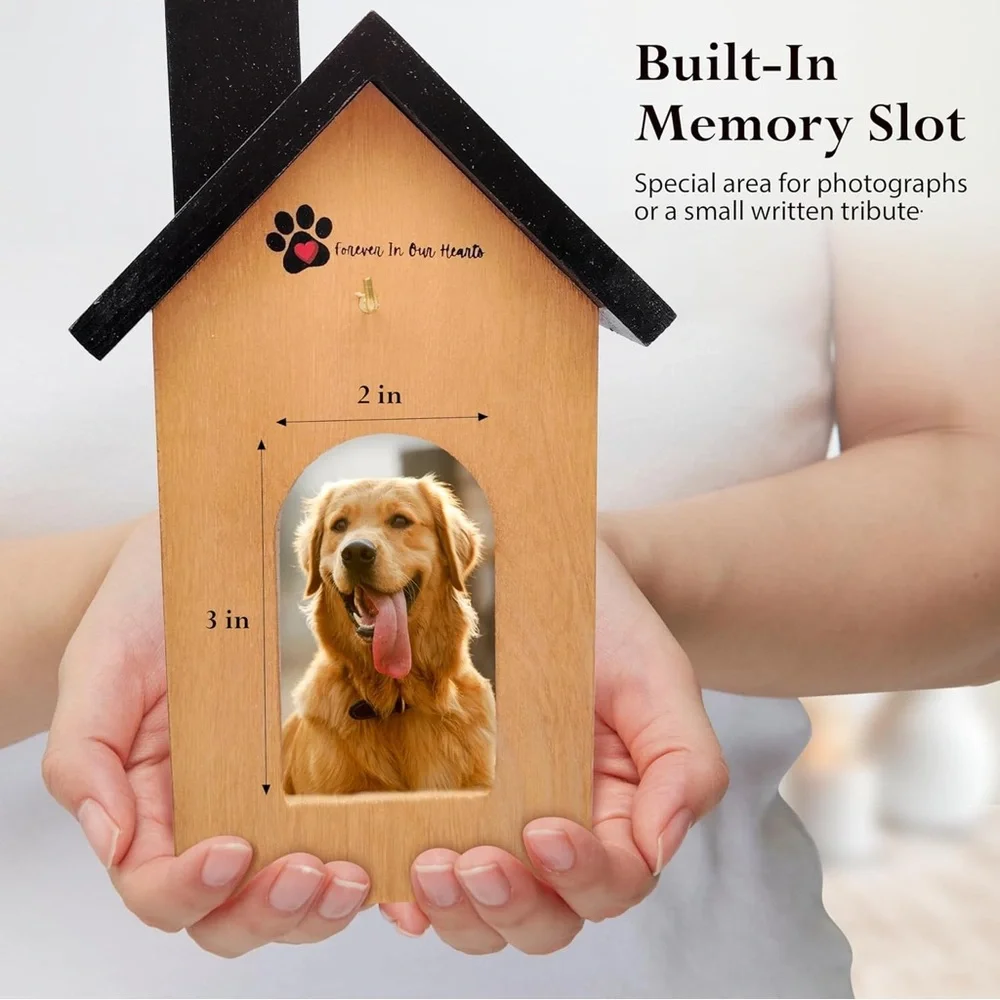 Wooden Pet Memorial Frame with Black Roof